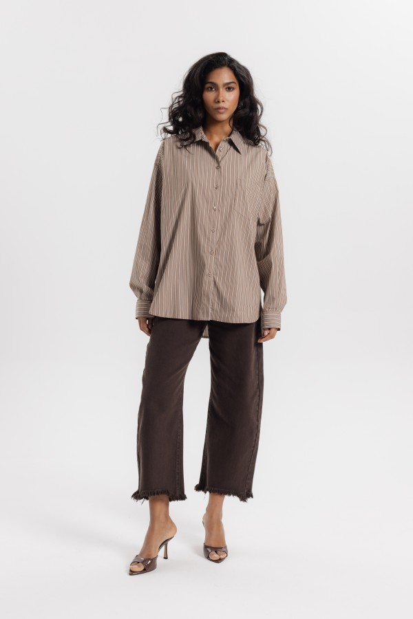 Alisha Striped Shirt Brown
