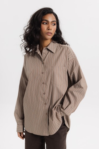 Alisha Striped Shirt Brown