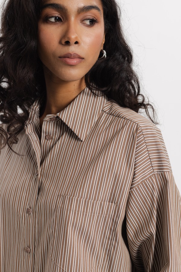 Alisha Striped Shirt Brown