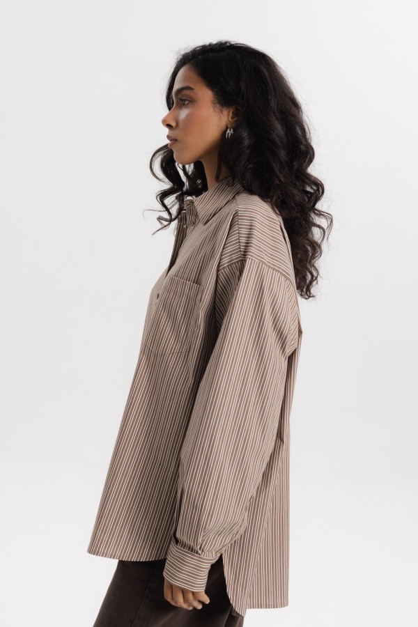 Alisha Striped Shirt Brown