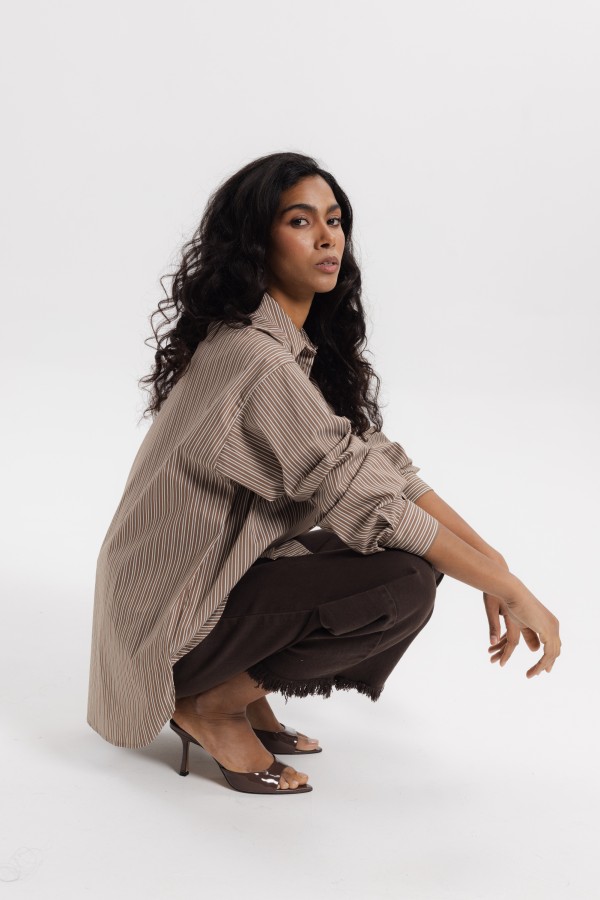 Alisha Striped Shirt Brown