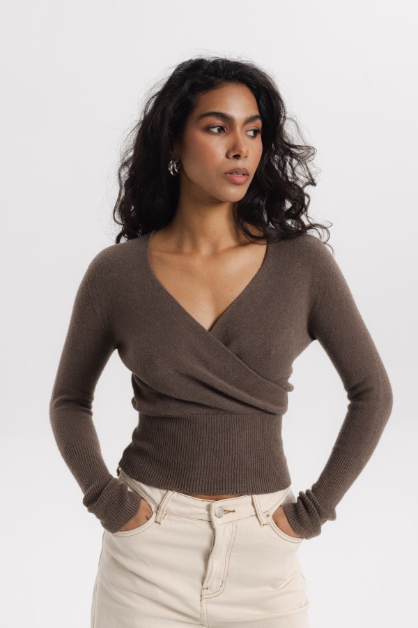 Carlee Wrap Neck Sweater