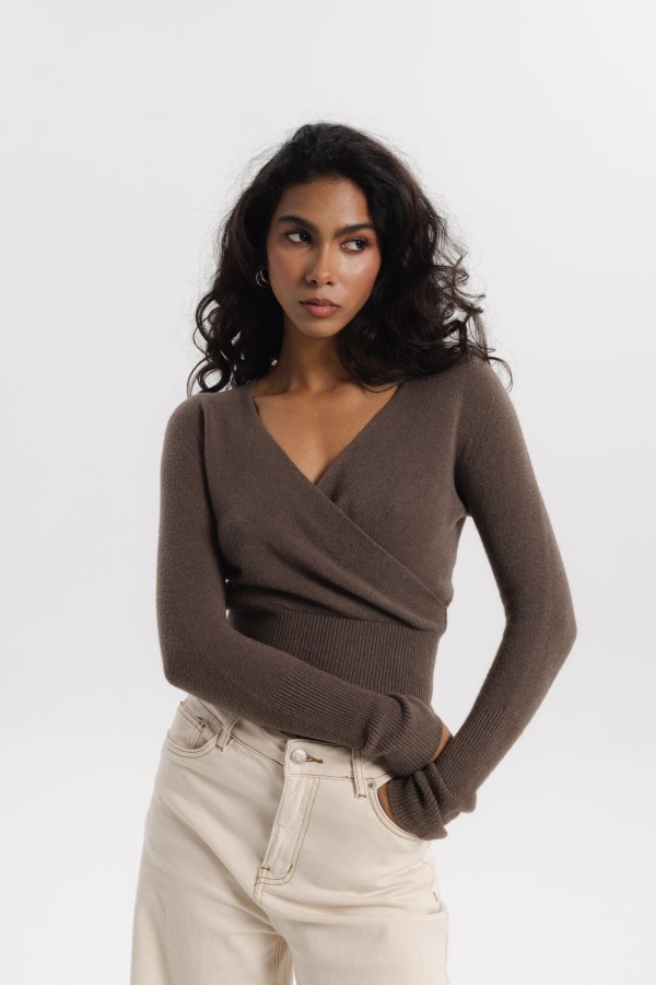 Carlee Wrap Neck Sweater