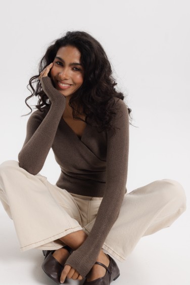 Carlee Wrap Neck Sweater