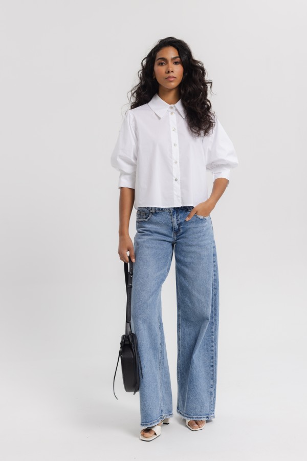 W3910 Spodnie Jeansowe Wide Leg Blue