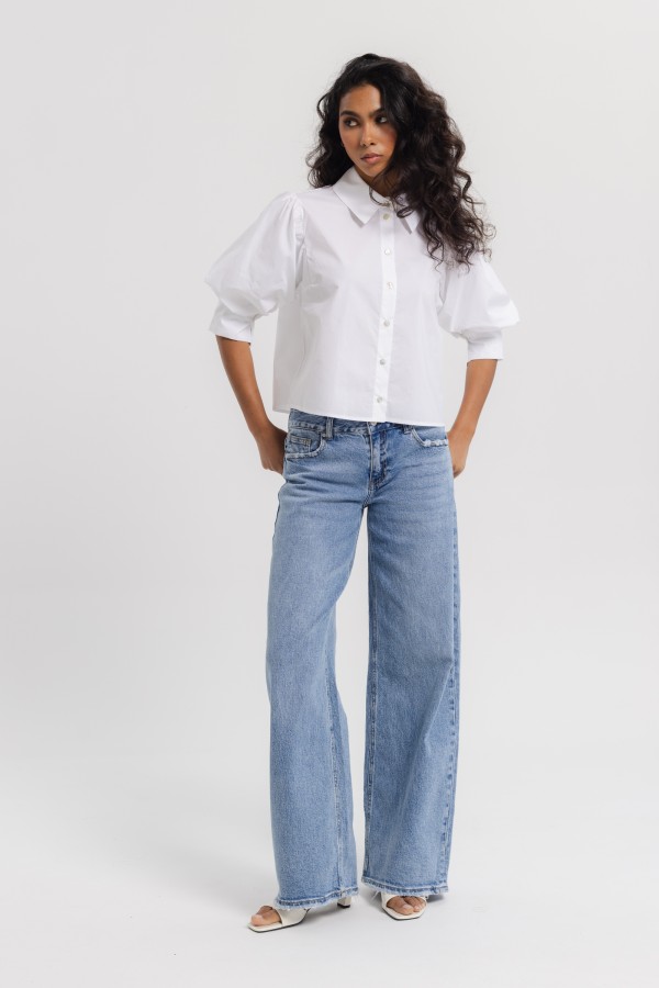 W3910 Spodnie Jeansowe Wide Leg Blue