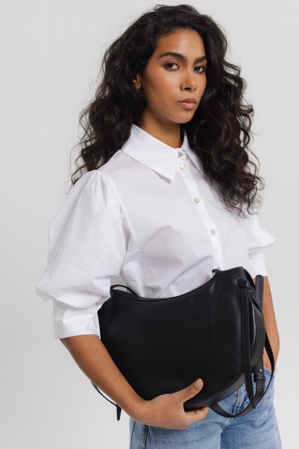 Torebka Półokrągła Skórzana Halfmoon Czarna