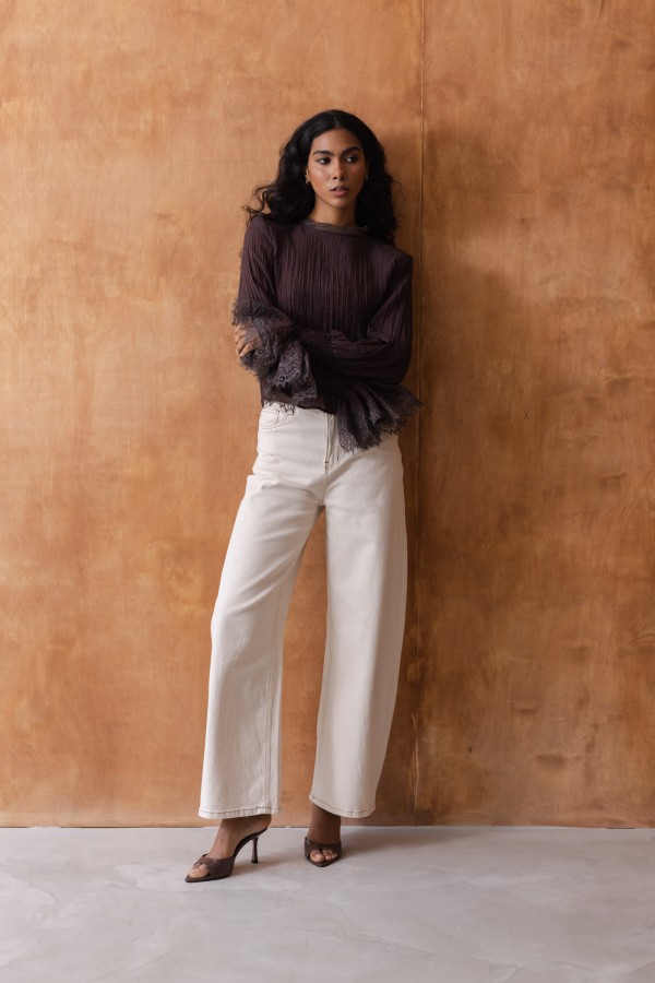 Mandy Lace Blouse Brown