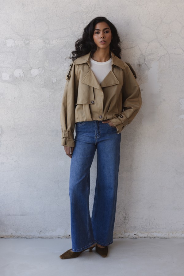 38550 Beige Bomber Jacket