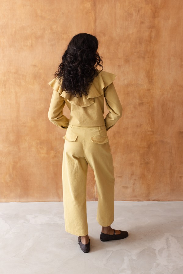 95059 Spodnie Jeansowe Cropped Relaxed Yellow