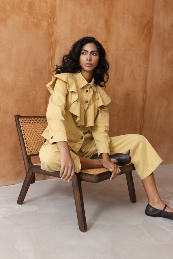 95059 Spodnie Jeansowe Cropped Relaxed Yellow