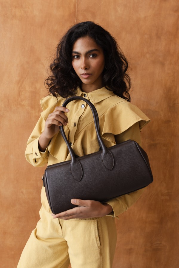 Brown Leather Bowling Bag