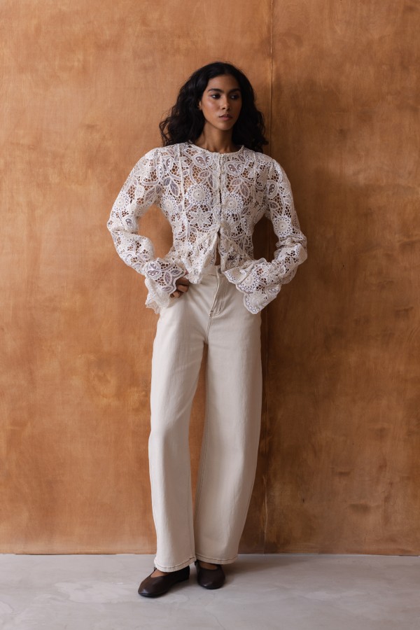 Laila Embroidered Blouse Cream