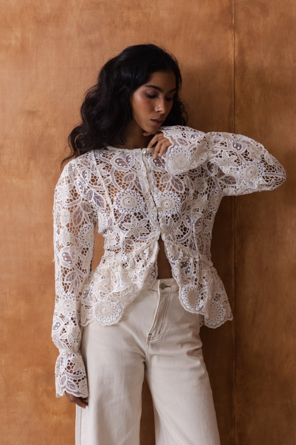Laila Embroidered Blouse Cream