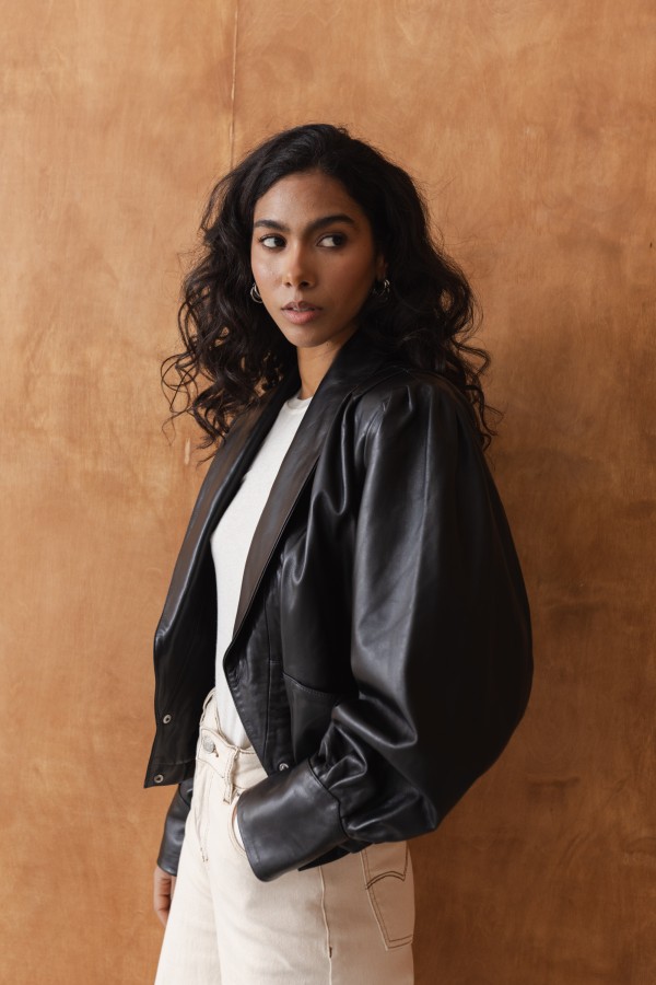 Sheri Kurtka Skórzana O Krótszym Kroju Czarna