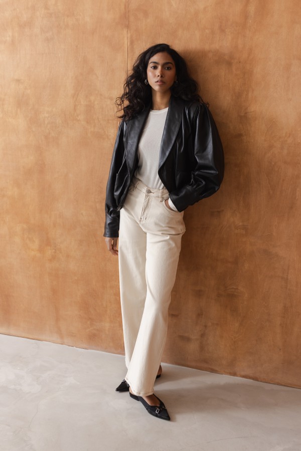 Sheri Kurtka Skórzana O Krótszym Kroju Czarna