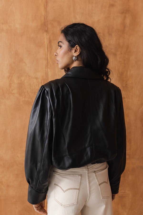 Sheri Kurtka Skórzana O Krótszym Kroju Czarna