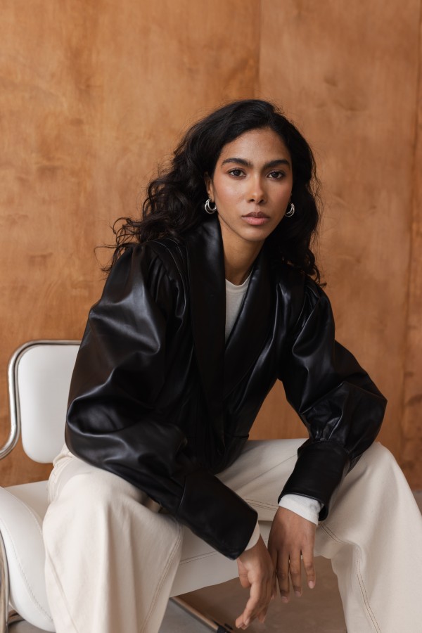 Sheri Kurtka Skórzana O Krótszym Kroju Czarna