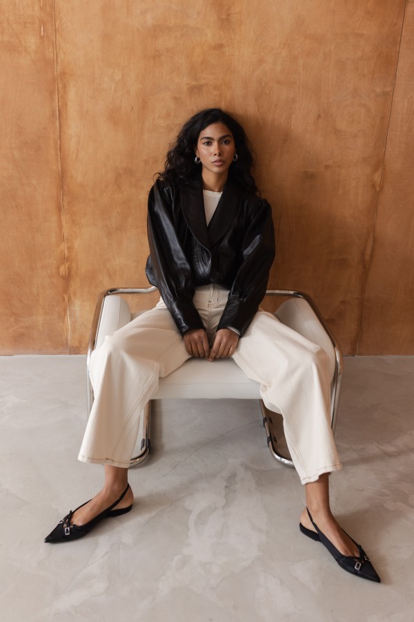 Sheri Kurtka Skórzana O Krótszym Kroju Czarna