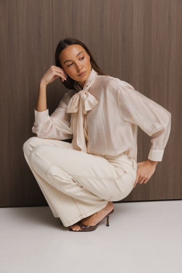 Vena Shirt with Tie Beige