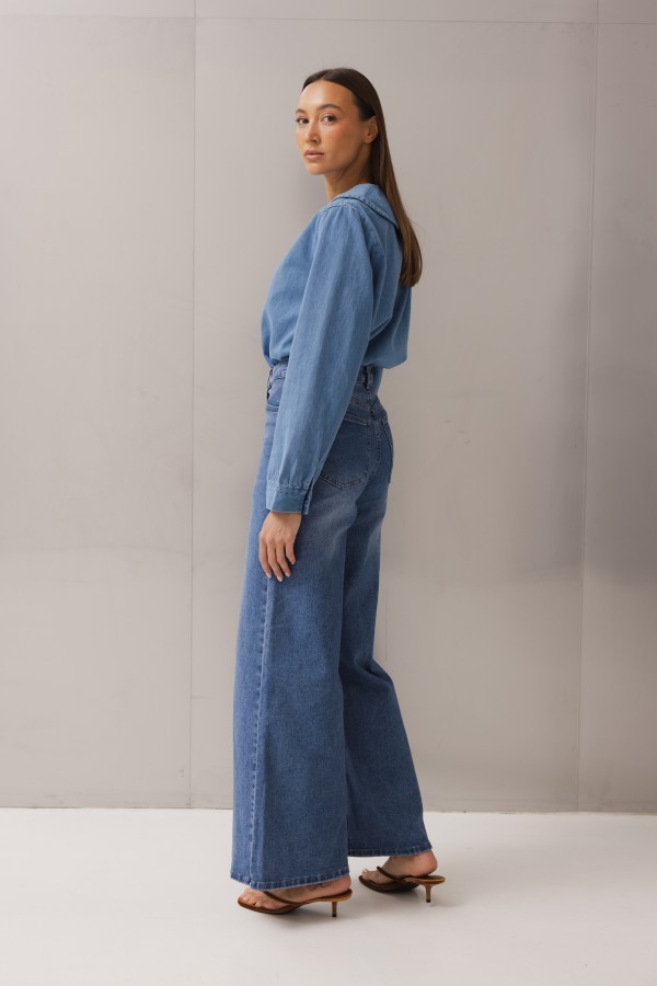 RD9031 Spodnie Jeansowe Wide Leg Blue