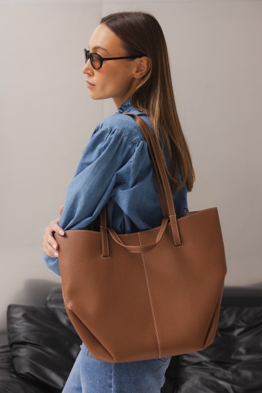 Skórzana Torba Na Ramię Camel