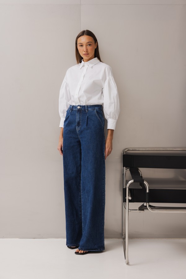 RD2758 Spodnie Jeansy Wide Leg Blue