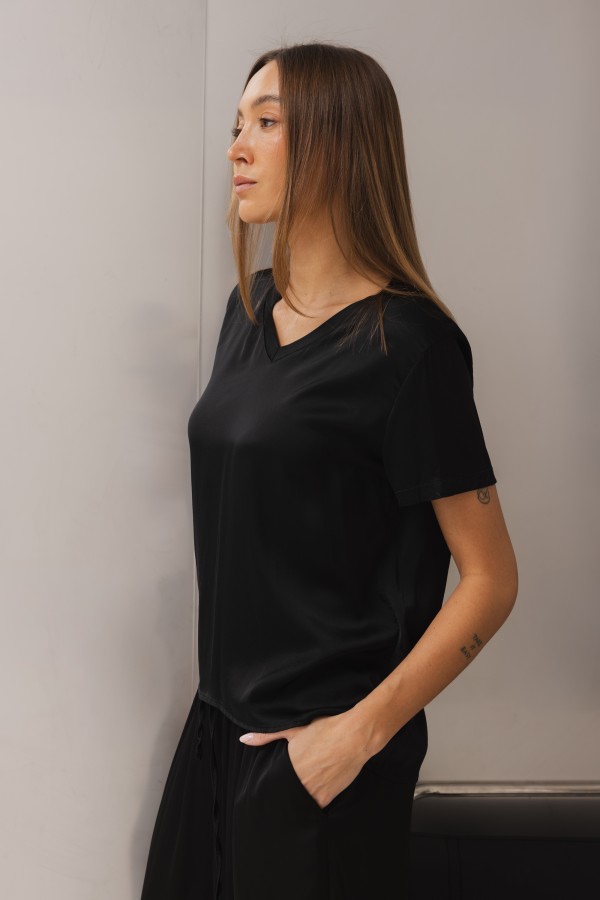 Taylor Short Sleeve Blouse Black