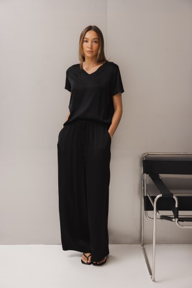 Taylor Black Viscose Trousers