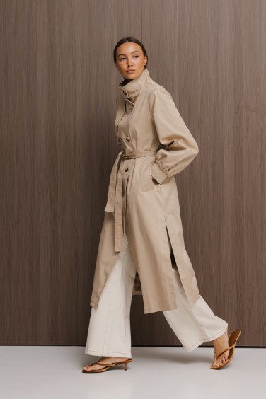 Vincent Beige Coat with Belt