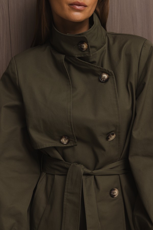 Vincent Belted Trench Coat Khaki