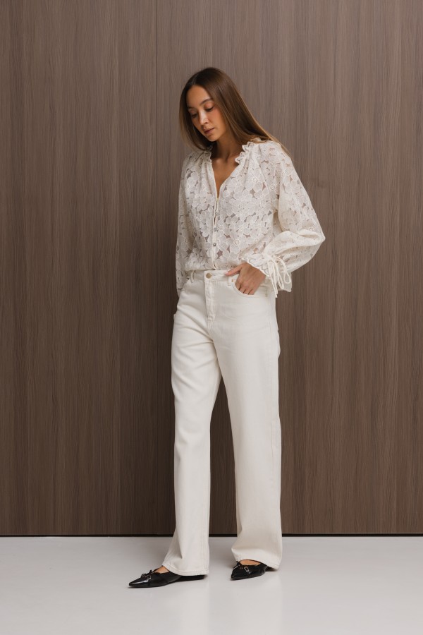 Adeline Embroidered Shirt Cream