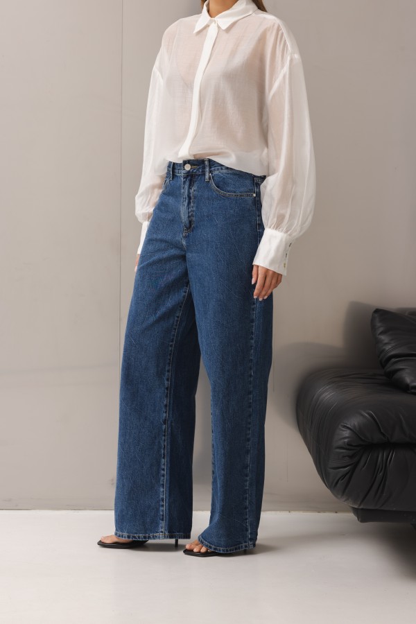 W3857 Spodnie Jeansowe Wide Leg Blue