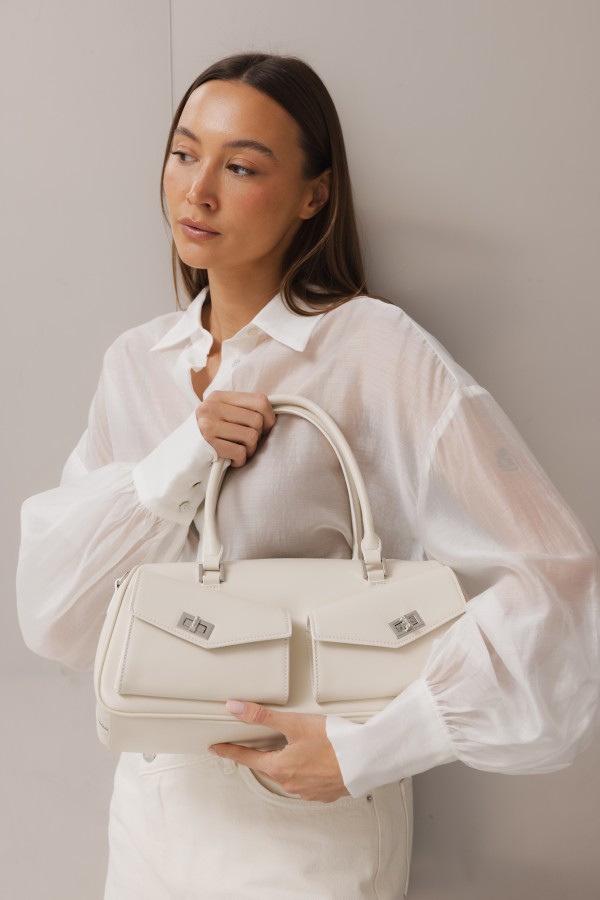 Leather Bowling Bag with Pockets Panna