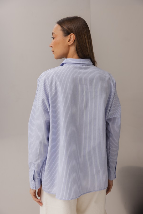 Daisy Blue Oversize Striped Shirt