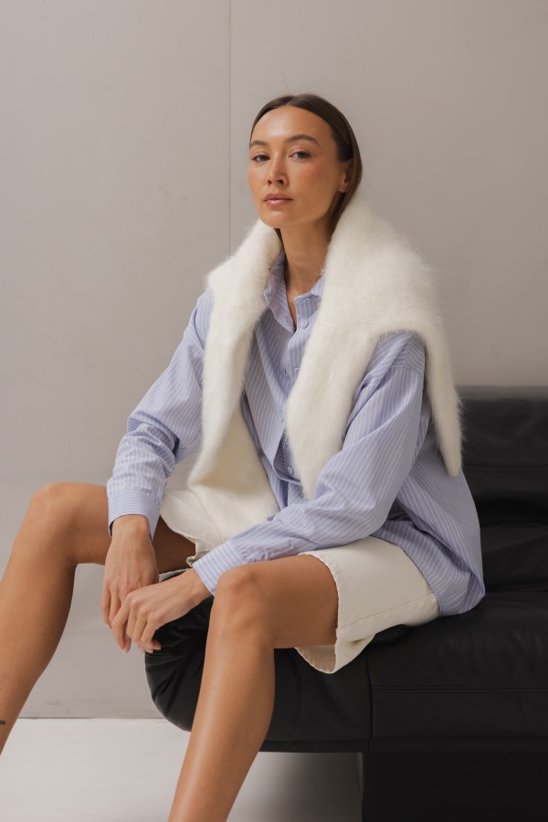 Daisy Niebieska Koszula W Paski Oversize