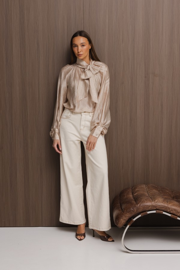 Maja Blouse Tie Beige