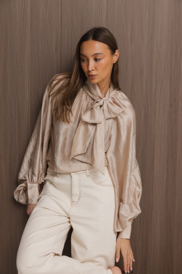 Maja Blouse Tie Beige