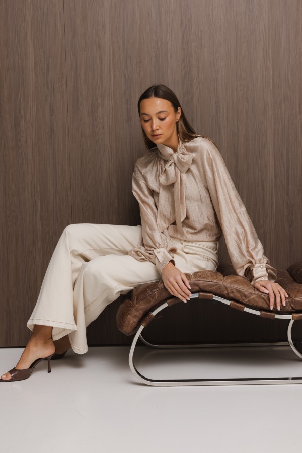 Maja Blouse Tie Beige