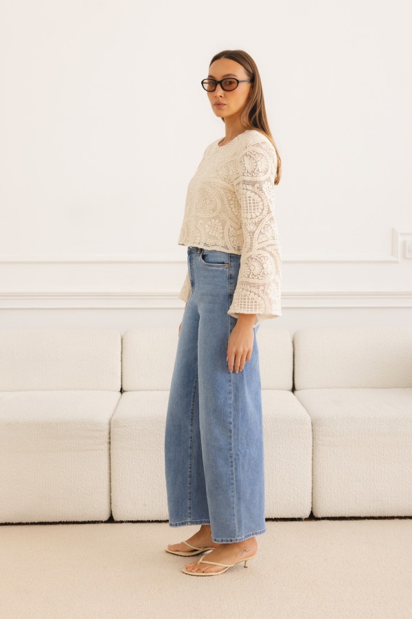 Bellisima Cream Embroidered Blouse