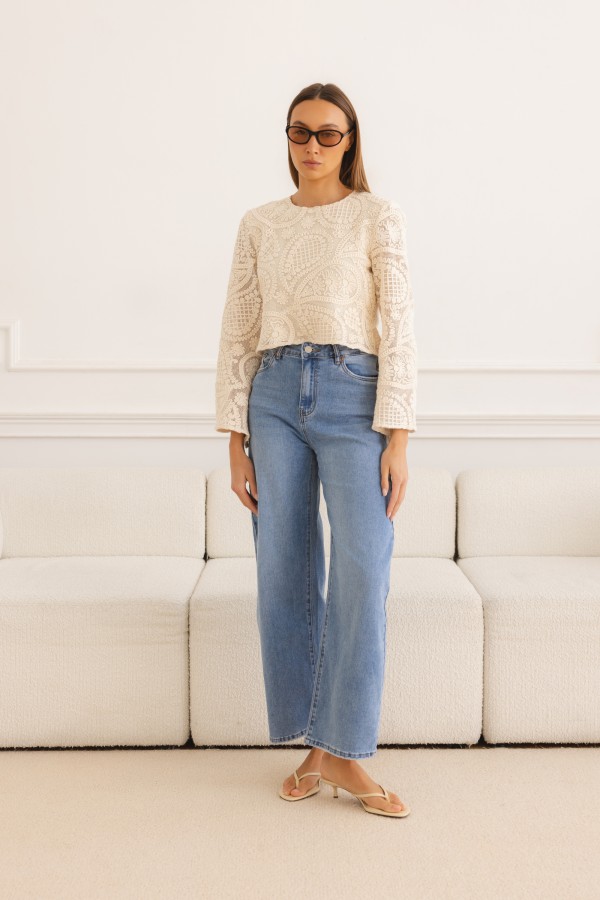 Bellisima Cream Embroidered Blouse