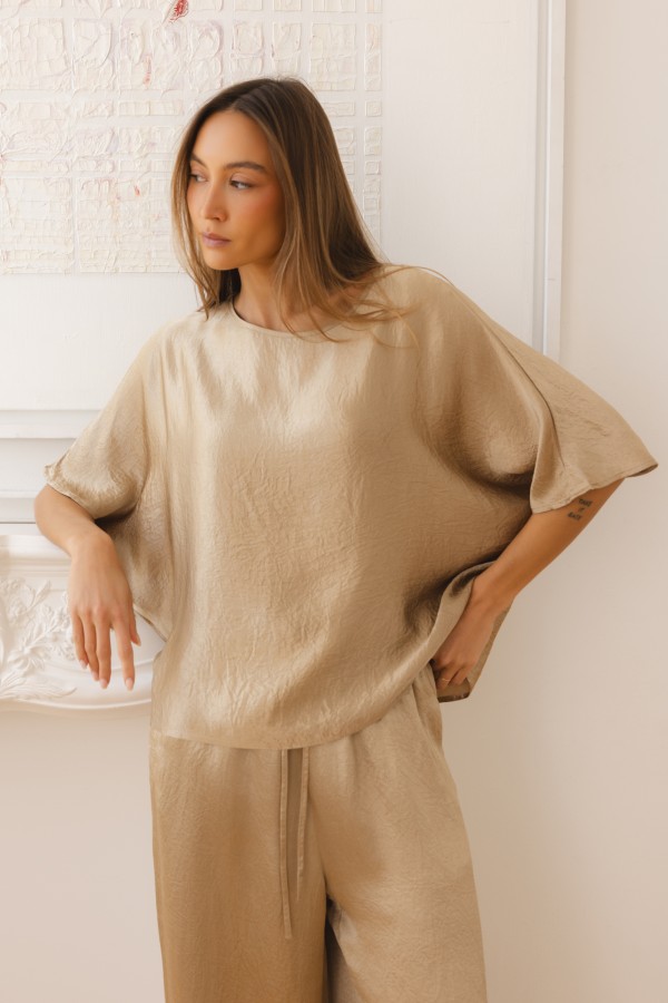 Stella Satin Blouse Beige