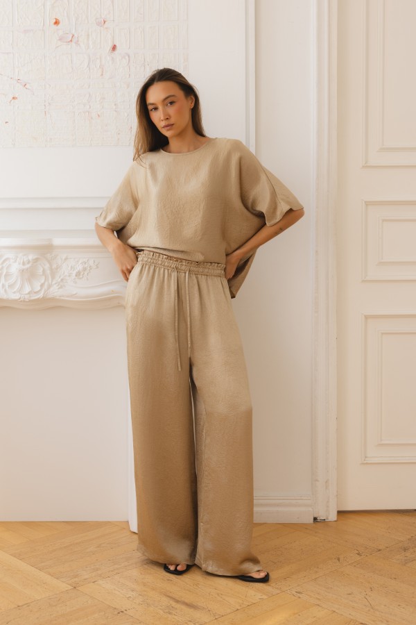 Stella Satin Blouse Beige