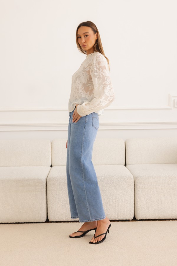 Selena Cream Embroidery Blouse