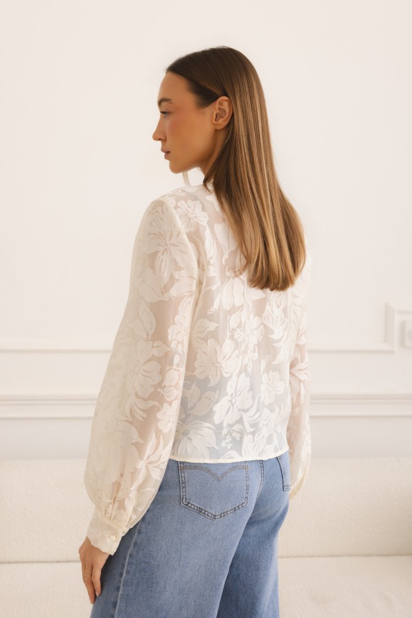 Selena Cream Embroidery Blouse