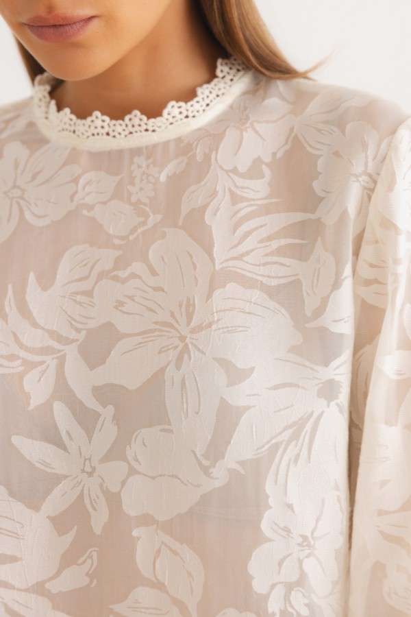 Selena Cream Embroidery Blouse