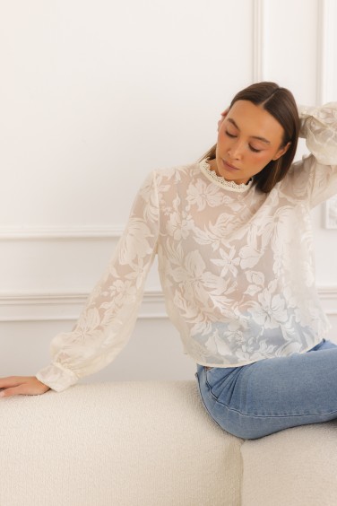 Selena Cream Embroidery Blouse