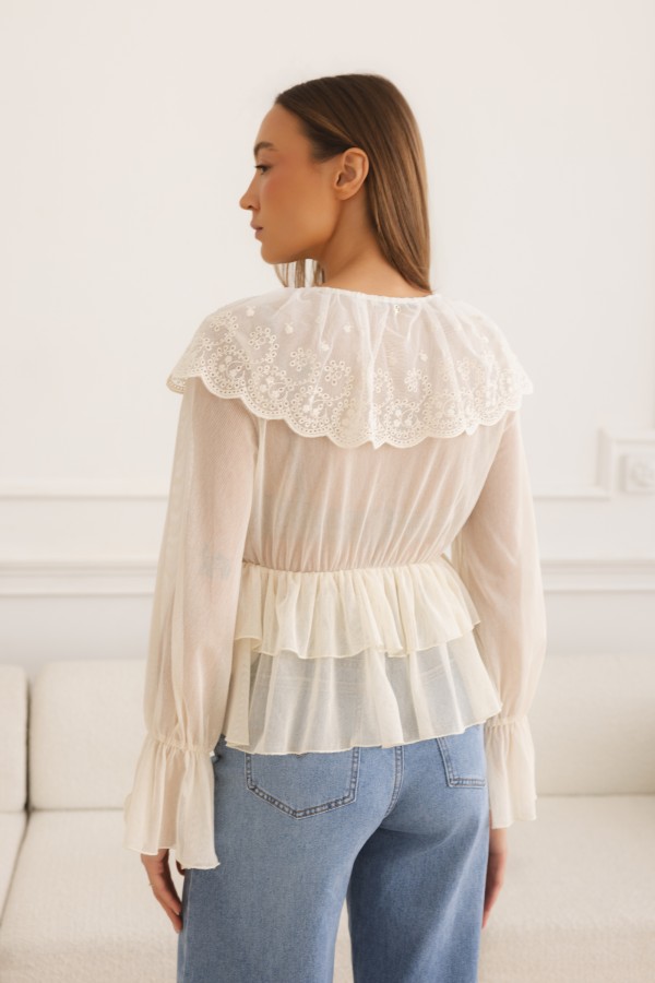 Florisa Bluzka z Falbaną Cream