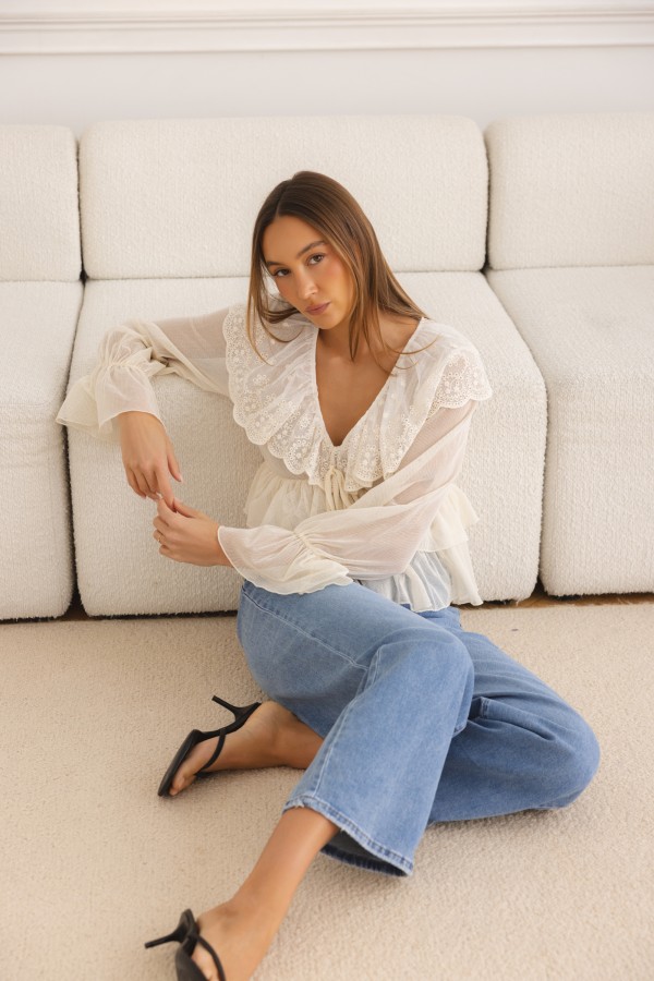 Florisa Ruffle Blouse Cream