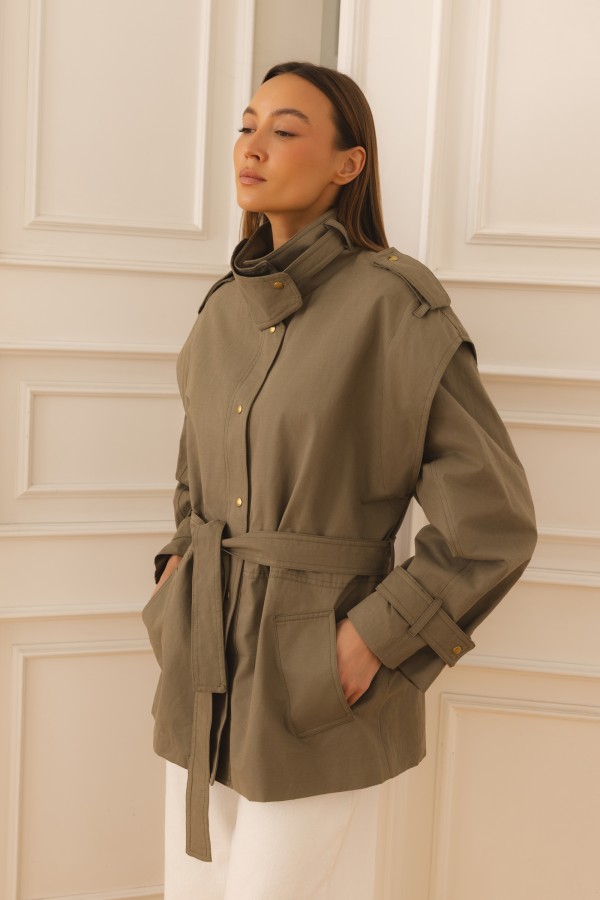 Safira Cotton Khaki Jacket